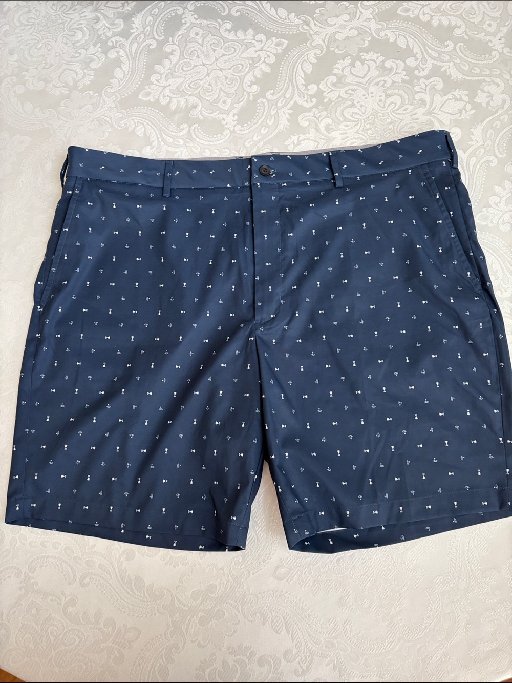 Walter Hagen Navy Micro-Anchor Flat-Front Shorts